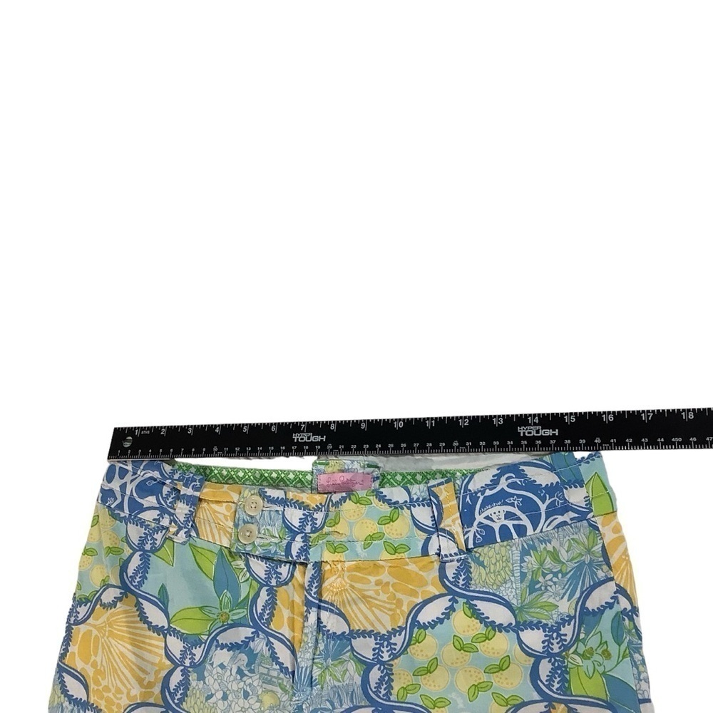Lilly Pulitzer Cropped Light Pant Yellow Blue Monkey Lemon Pattern Size 6 - Picture 4 of 7